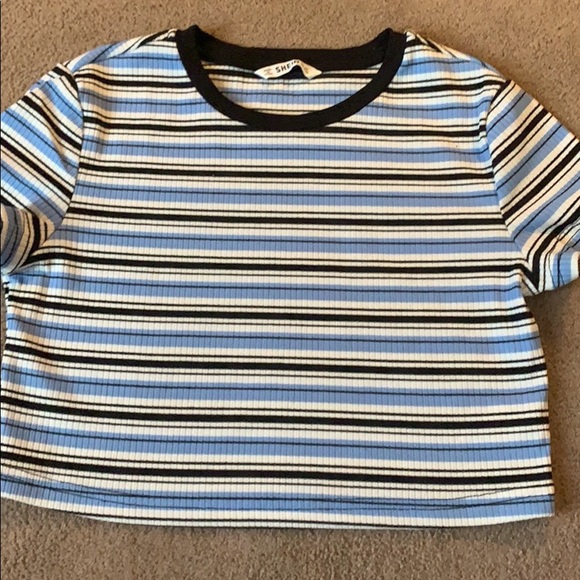 Blue, Black, and white stripped cropped top💕❤️ - Picture 1 of 3